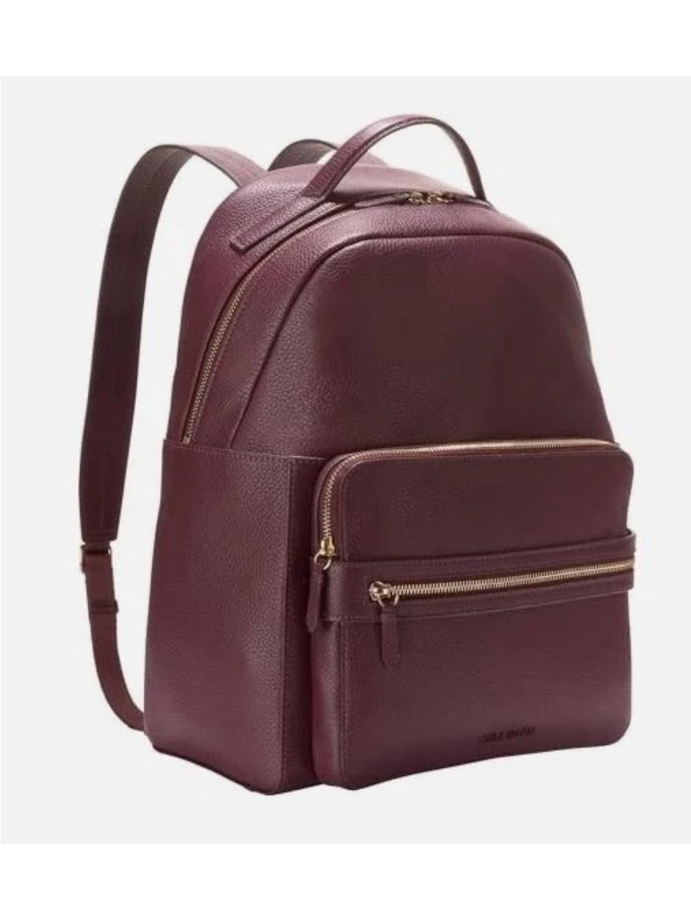Cole Haan Burgundy Leather Backpack with Gold Hardware - Picture 2 of 4